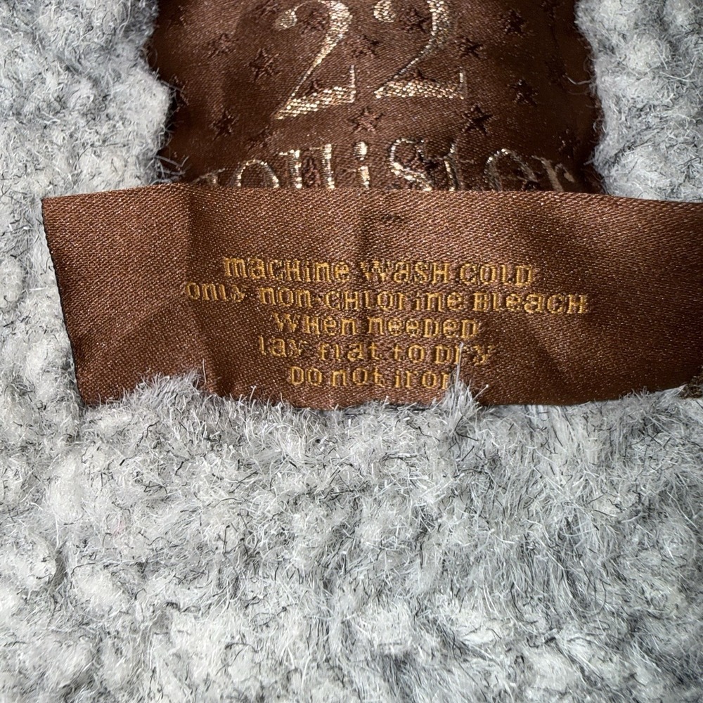 Hollister Faux Fur Lined Hooded Jacket Womens XL Gray Zip Up California Logo - Picture 11 of 13
